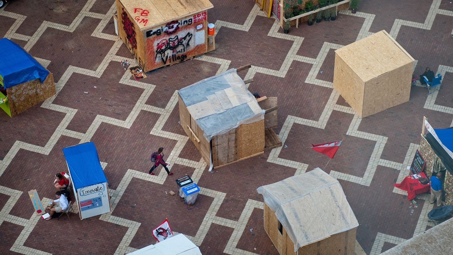 shacks built on campus brickyard